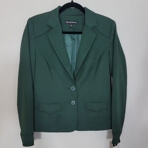 NWT Jessica McClintock Womens Blazer Size 8/S Hunter Green Cropped Button Up